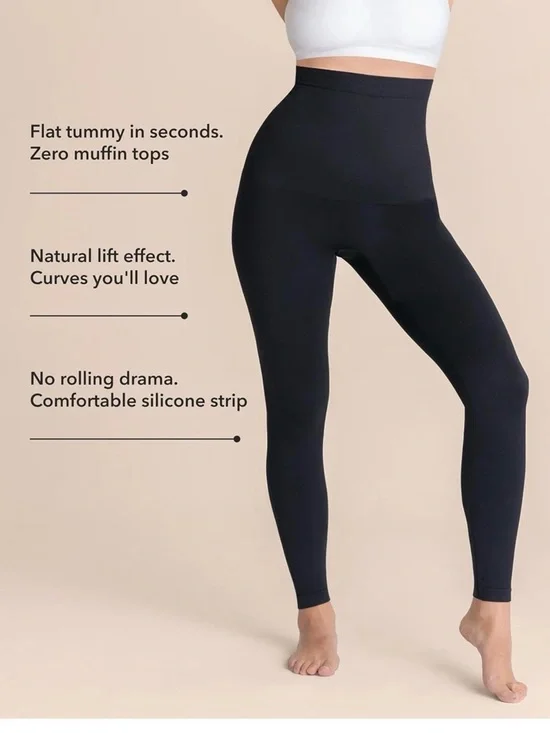 2 pair Shapermint High-Waist Black Sculpting Leggings 1 Small & 1 Medium - Picture 2 of 7